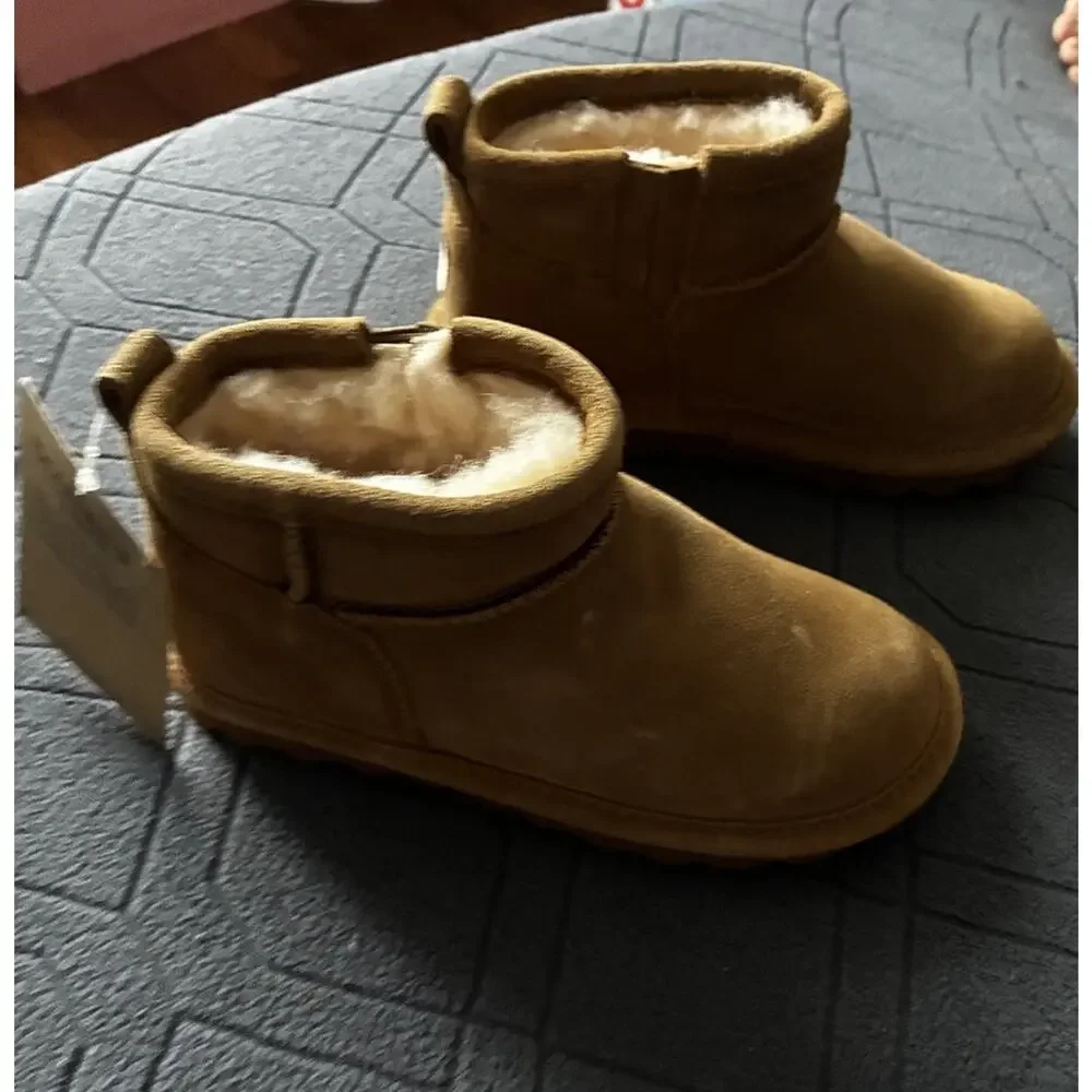 Pawz by Bearpaw Briella Leather Ankle Boot Girls Youth Size 13 Hickory Brown NWT